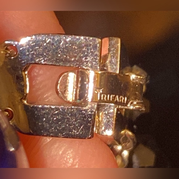 Crown Trifari Black Faceted Glass Clear Rhinestone Rondelle Bracelet - Picture 5 of 5